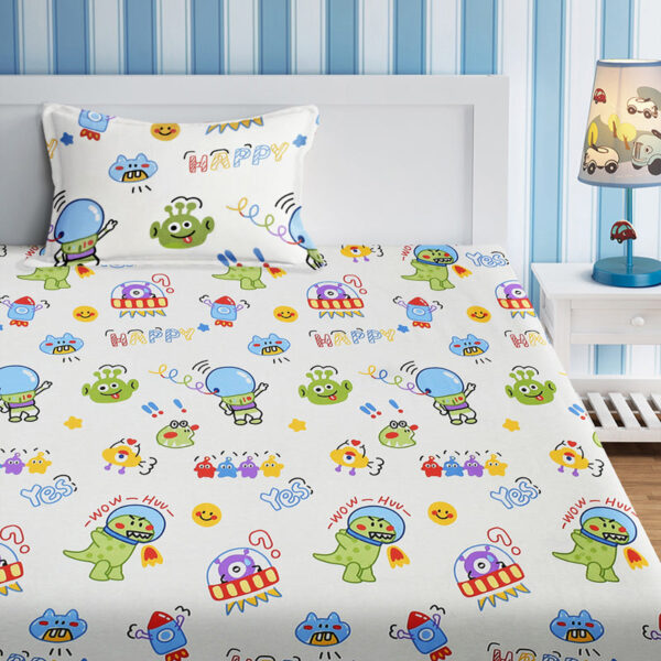 Alien Flight Kids Bedsheet - 210 TC