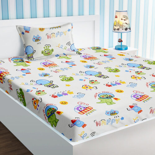 Alien Flight Kids Bedsheet - 210 TC