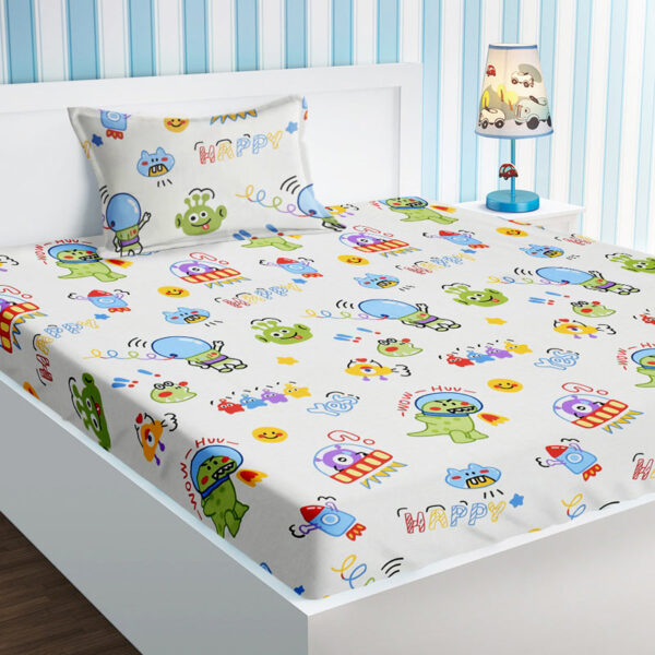 Alien Flight Kids Bedsheet - 210 TC