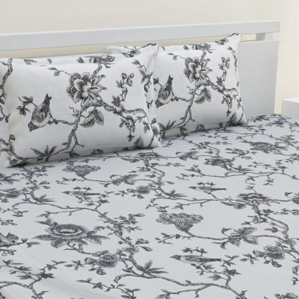 Anaidda Printed Cotton Bedsheet (White) - 200 TC