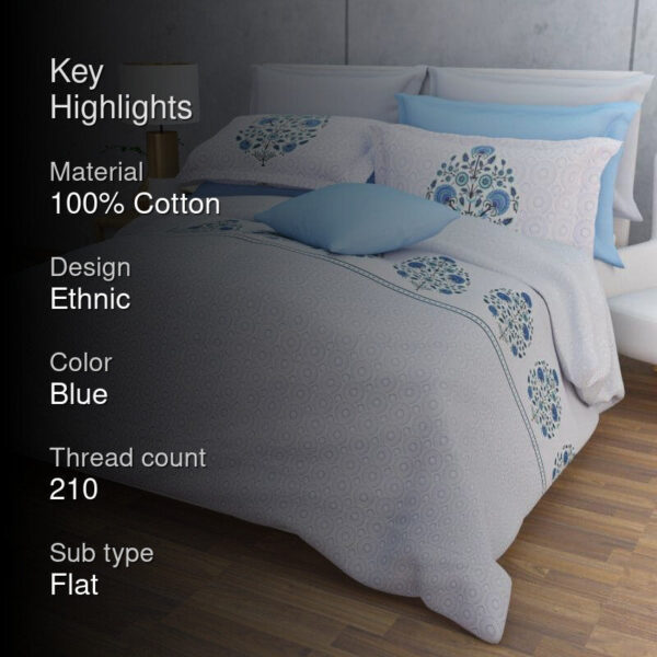 Awana Ethnic Bedsheet - Blue Awana Ethnic Bedsheet - Blue
