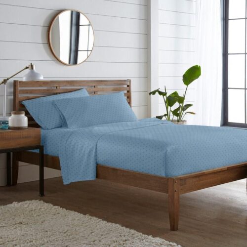 Azva Swiss Dot Bedsheet - French Blue