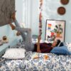 Blooming Blues Floral Printed Cotton Bedsheet - 300 TC