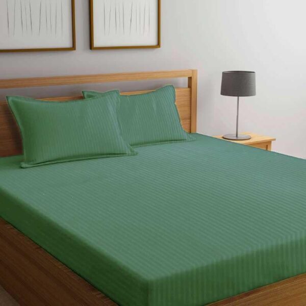 Cora Stripe Bedsheet _ Green Cora Stripe Bedsheet _ Green