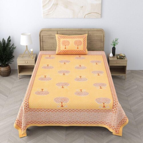 Darcy Printed Bedsheet - Yellow