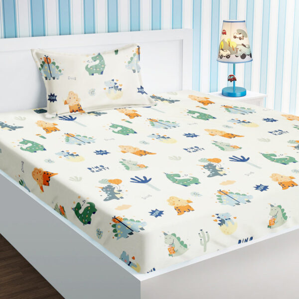 Dino Pals Kids Bedsheet - 210 TC
