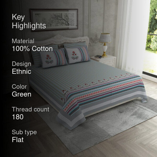 Driva Ethnic Bedsheet - Green Driva Ethnic Bedsheet - Green