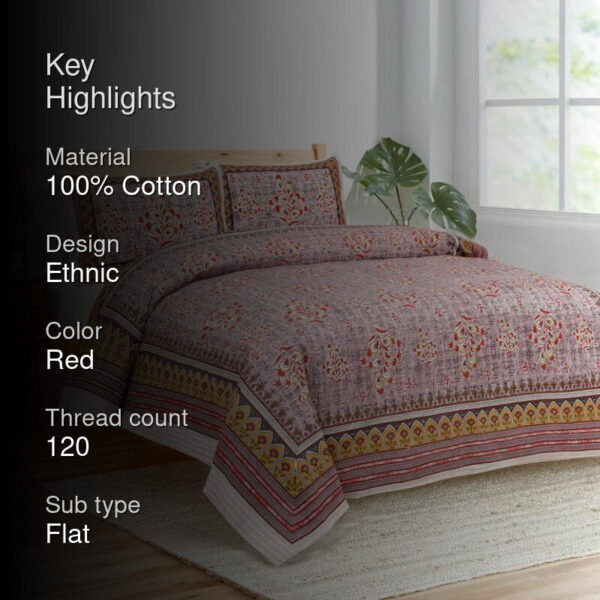 Floral Kaleidoscope Bedsheet - Red Floral Kaleidoscope Bedsheet - Red
