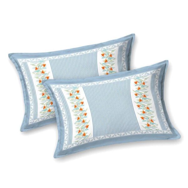 French Fleur Cotton Bedsheet (Blue) - 240 TC French Fleur Cotton Bedsheet (Blue) - 240 TC