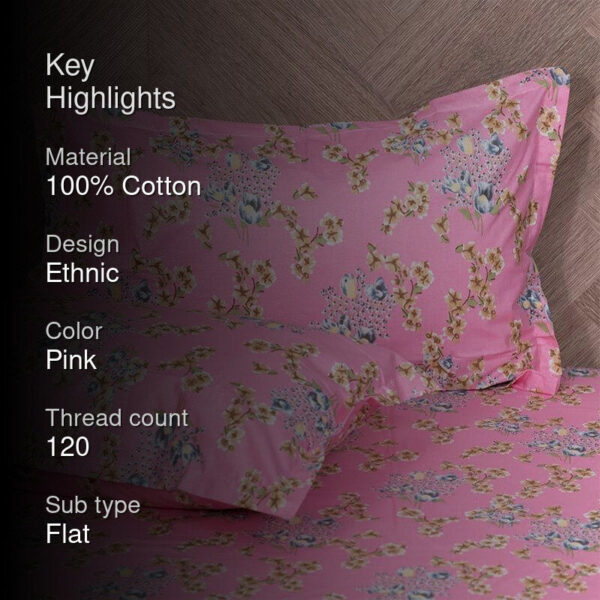 Iktha Floral Bedsheet - Pink Iktha Floral Bedsheet - Pink
