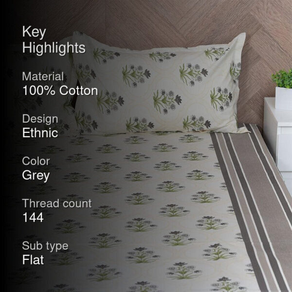 Imara Flora Bedsheet - Grey Imara Flora Bedsheet - Grey