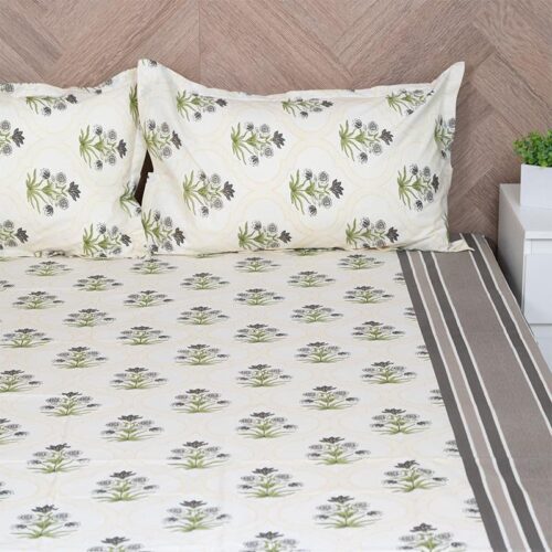 Imara Flora Bedsheet - Grey