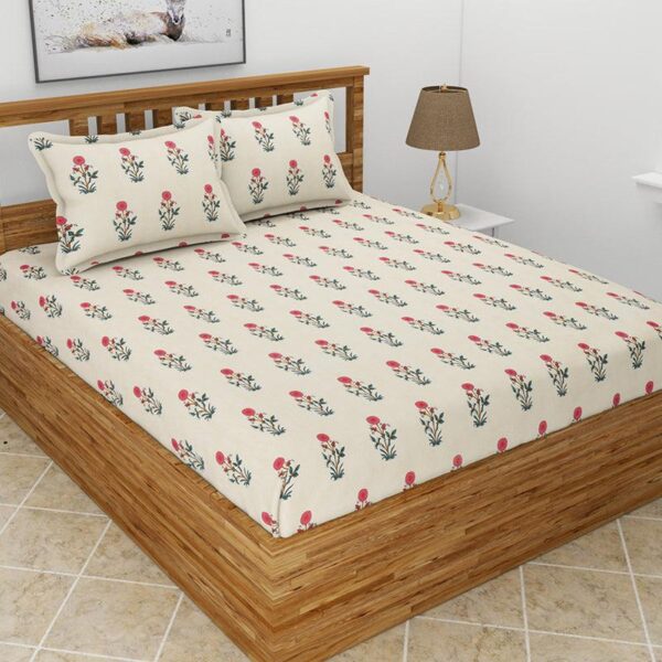 Larks Floral Bedsheet - Cream Larks Floral Bedsheet - Cream