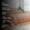 Mughal Jaali Printed Bedsheet - Orange & Beige