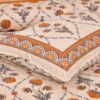 Mughal Jaali Printed Bedsheet - Orange & Beige