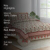 Mughal Jaali Printed Bedsheet - Red & Beige