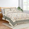 Mughal Jaali Printed Cotton Bedsheet (Green & Beige) - 120 TC