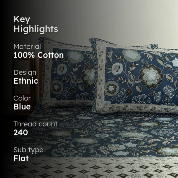 Paloma Printed Bedsheet - Blue Paloma Printed Bedsheet - Blue