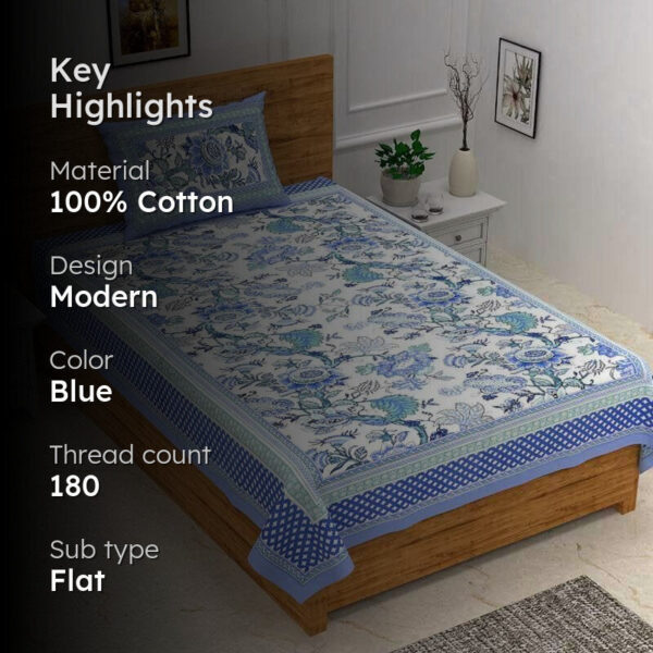 Posy Revelry Bedsheet - Blue Posy Revelry Bedsheet - Blue