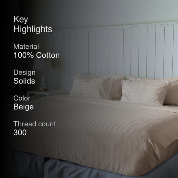 Sleek Loom Striped Cotton Bedsheet - Beige Sleek Loom Striped Cotton Bedsheet - Beige