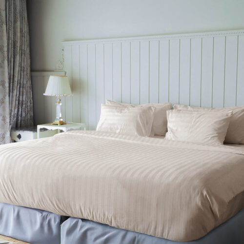 Sleek Loom Striped Cotton Bedsheet - Beige