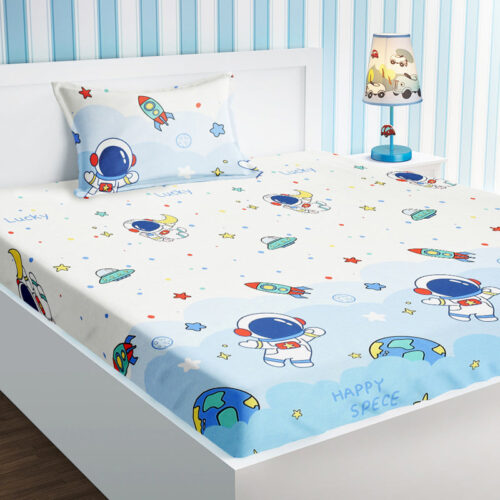 Space Adventure Kids Bedsheet - 210 TC