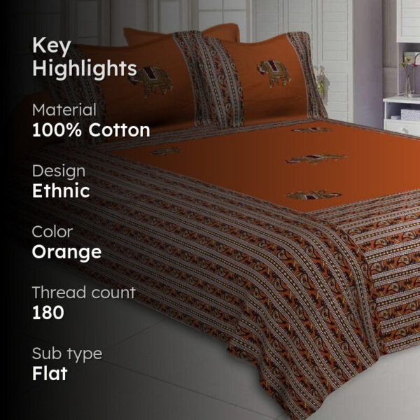 Traditionally Tuskan Bedsheet - Orange Traditionally Tuskan Bedsheet - Orange