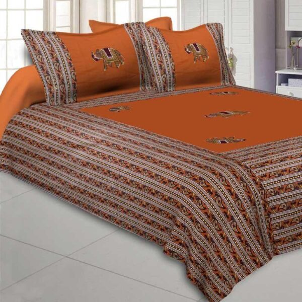 Traditionally Tuskan Bedsheet - Orange Traditionally Tuskan Bedsheet - Orange