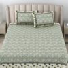 Triveni Treasure Ethnic Cotton Bedsheet (Green) - 140 TC