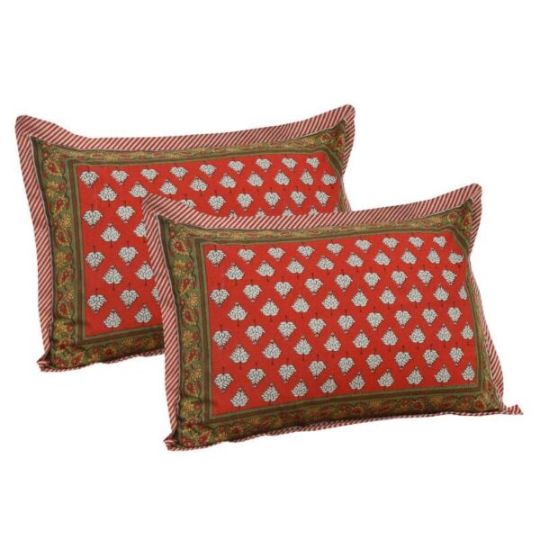 Trivona Regal Ethnic Bedsheet - Red & Dark Green