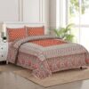 Trivona Regal Ethnic Bedsheet - Red & Light Green