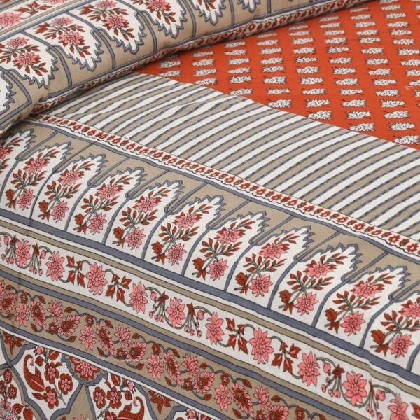 Trivona Regal Ethnic Bedsheet - Red & Light Green Trivona Regal Ethnic Bedsheet - Red & Light Green