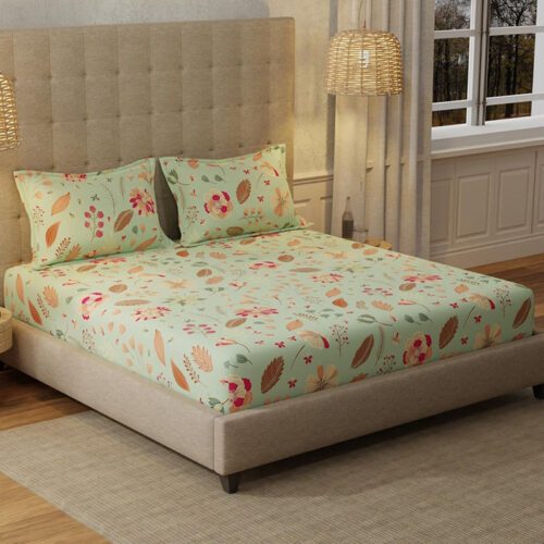 Urban Space Florence Sage Green Bedsheet - 200 TC
