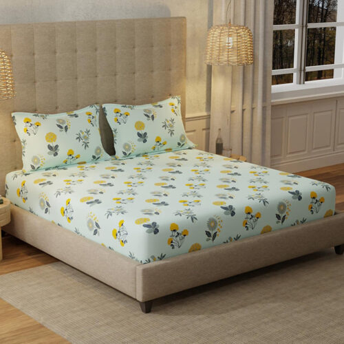 Urban Space Radiance Sky Blue Bedsheet - 200 TC