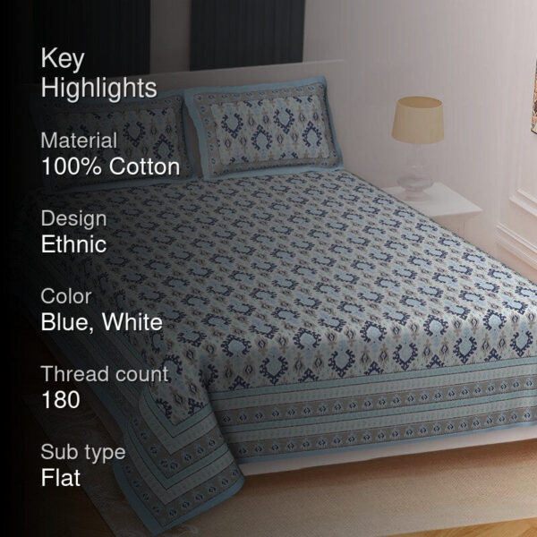 Zane Ethnic Bedsheet - Blue