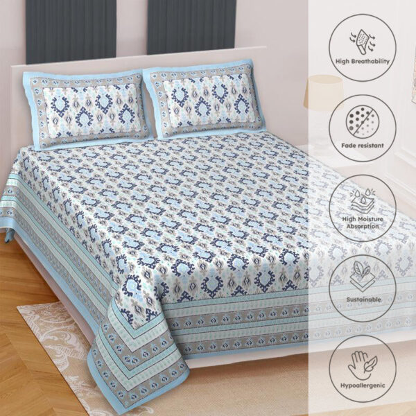 Zane Ethnic Bedsheet - Blue