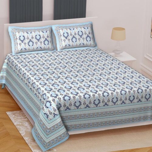 Zane Ethnic Bedsheet - Blue